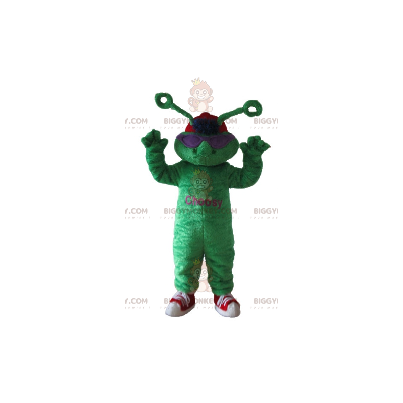 BIGGYMONKEY™ Alien Green Frog Maskottchenkostüm mit Antennen -