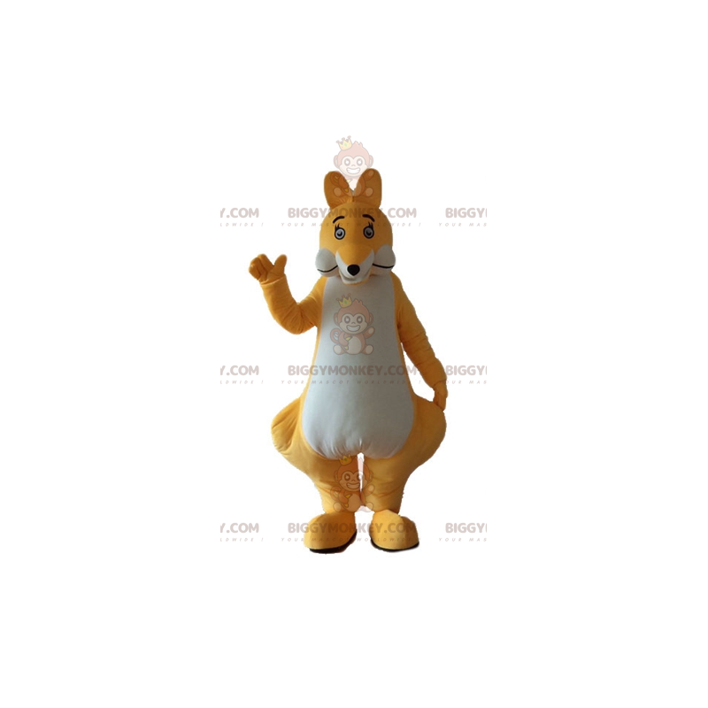 Costume de mascotte BIGGYMONKEY™ de kangourou jaune et blanc