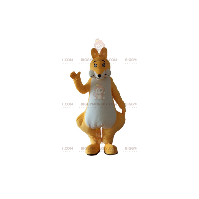 Original og sød gul og hvid kænguru BIGGYMONKEY™ maskotkostume