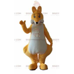 Costume de mascotte BIGGYMONKEY™ de kangourou jaune et blanc