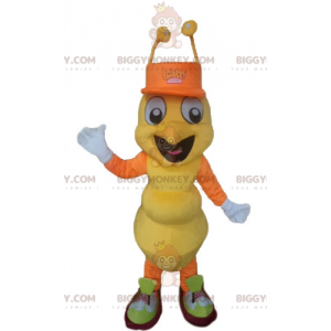 Traje de mascote BIGGYMONKEY™ de formiga amarela e laranja