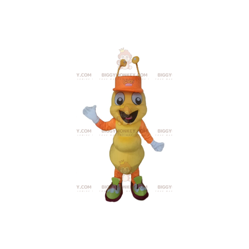 Kostým maskota velmi usměvavého žlutého a oranžového mravence
