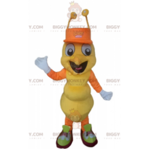 Kostým maskota velmi usměvavého žlutého a oranžového mravence