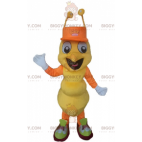 Traje de mascote BIGGYMONKEY™ de formiga amarela e laranja