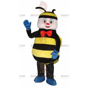 BIGGYMONKEY™ maskotkostume Sort og gul hvepsebi med rød sløjfe