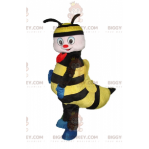 Traje de mascote BIGGYMONKEY™ Abelha Vespa Preta e Amarela com