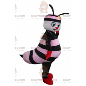 BIGGYMONKEY™ maskotkostume Pink og sort bi med blomst på