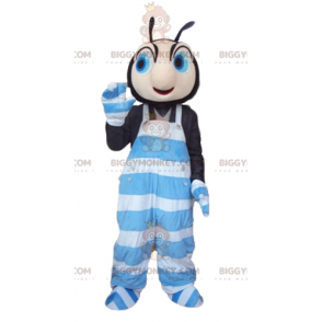 BIGGYMONKEY™ Mascot Costume of Black and Pink Insect in Blue