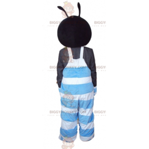 BIGGYMONKEY™ Mascot Costume of Black and Pink Insect in Blue