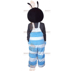 BIGGYMONKEY™ maskotkostume af sort og lyserødt insekt i blå og
