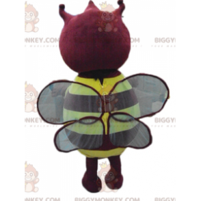 Cute Round Plump Yellow And Red Insect BIGGYMONKEY™ Mascot