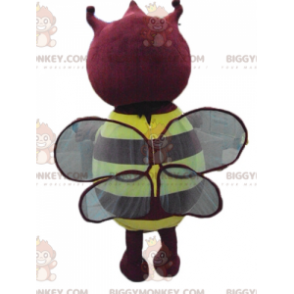 Söt rund, fyllig gul och röd insekts BIGGYMONKEY™ maskotdräkt -