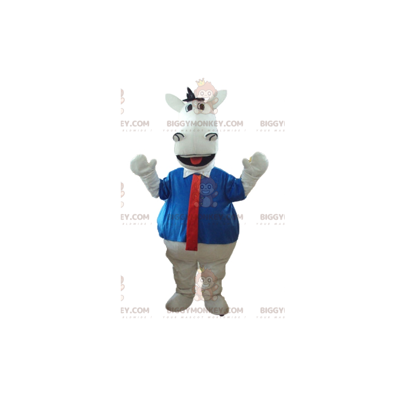 Costume da mascotte cavallo bianco BIGGYMONKEY™ con camicia e