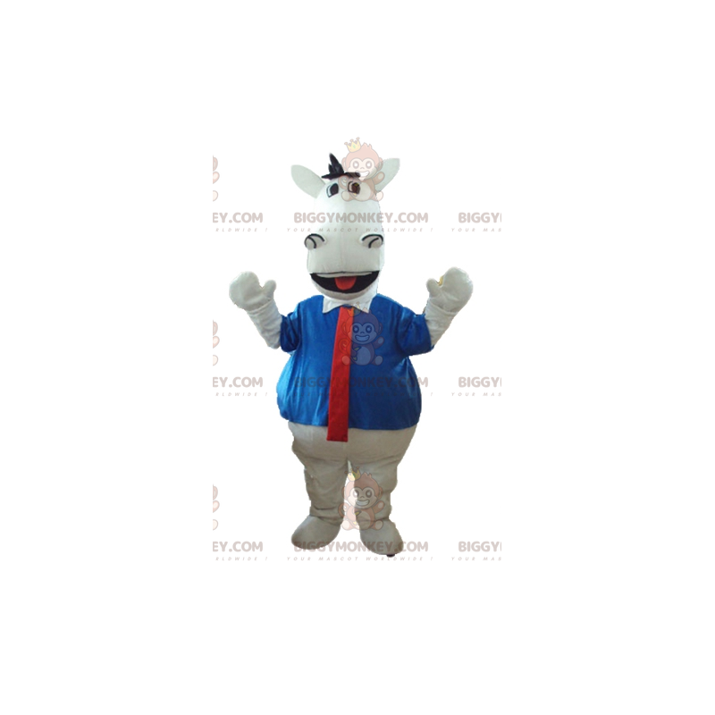 White Horse BIGGYMONKEY™ Mascot Costume with Shirt and Tie –