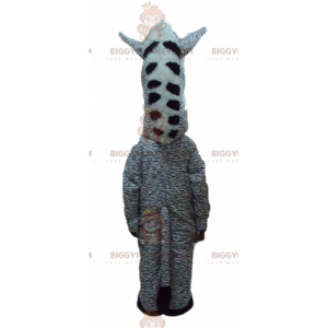 Traje de mascote de zebra malhado marrom e branco fofo