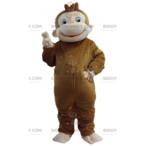 Traje de mascote BIGGYMONKEY™ Macaco marrom e rosa muito alegre