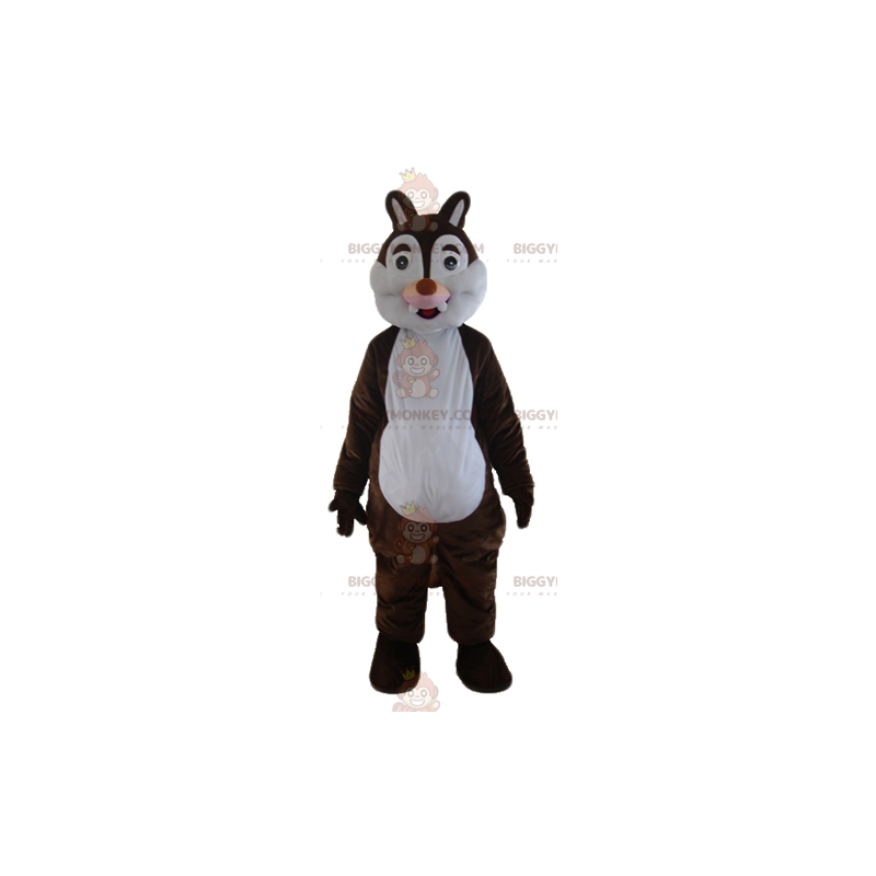 Disfraz de mascota de ardilla marrón y blanca Tic o Tac