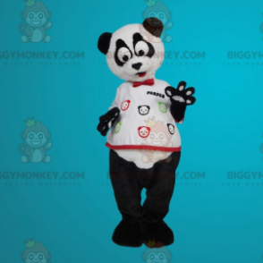 Big Eyes witte en zwarte panda BIGGYMONKEY™ mascottekostuum -