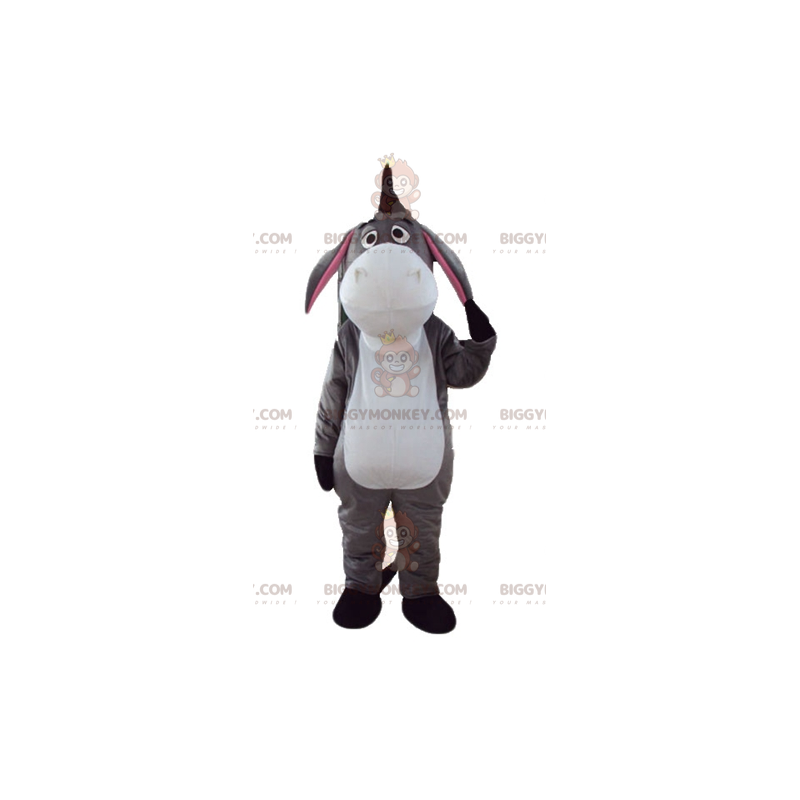 Grå vit och rosa Eeyore Donkey BIGGYMONKEY™ maskotdräkt -