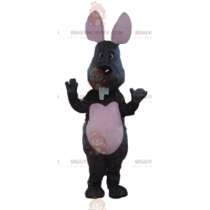 Fantasia de mascote BIGGYMONKEY™ Rato cinza e rosa com dentes