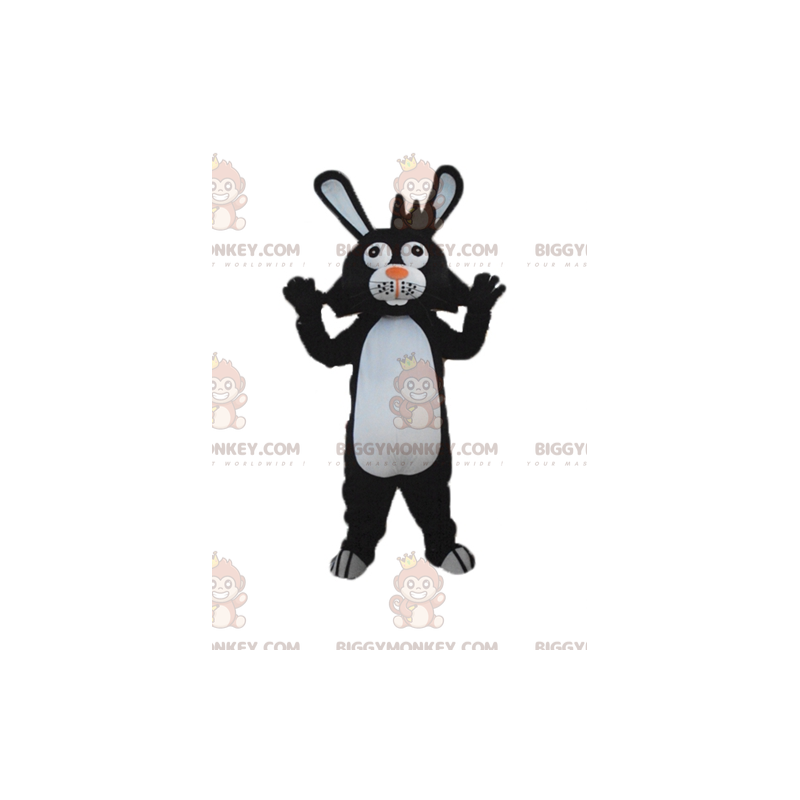 Costume de mascotte BIGGYMONKEY™ de lapin noir et blanc aux