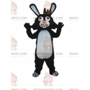 Costume de mascotte BIGGYMONKEY™ de lapin noir et blanc aux