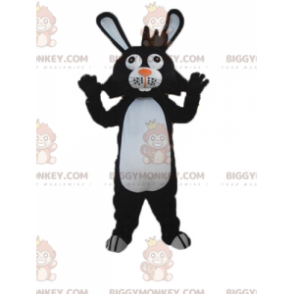 Store ører Sort og hvid Bunny BIGGYMONKEY™ maskotkostume -