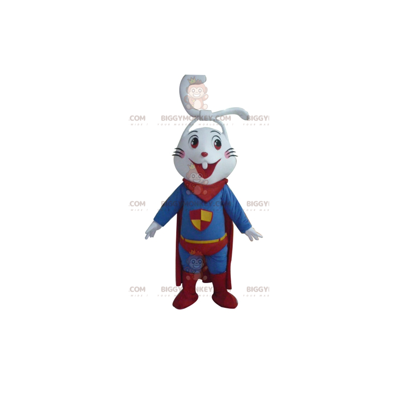 BIGGYMONKEY™ Super Smiling White Rabbit Mascot Costume Dressed