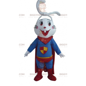 BIGGYMONKEY™ Superleende vit kaninmaskotdräkt klädd som