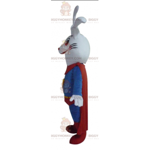 Costume de mascotte BIGGYMONKEY™ de lapin blanc très souriant