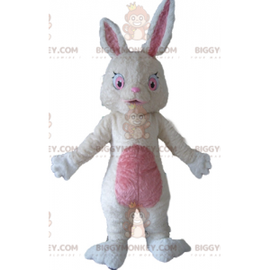 Costume de mascotte BIGGYMONKEY™ de lapin en peluche blanc et