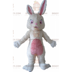 Costume de mascotte BIGGYMONKEY™ de lapin en peluche blanc et