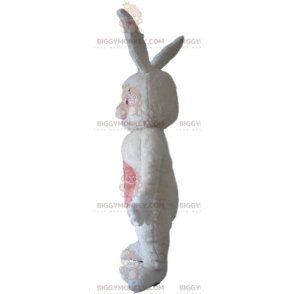 Disfraz de mascota de conejito de peluche blanco y rosa suave