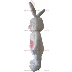 Soft White and Pink Plush Bunny BIGGYMONKEY™ Mascot Costume –