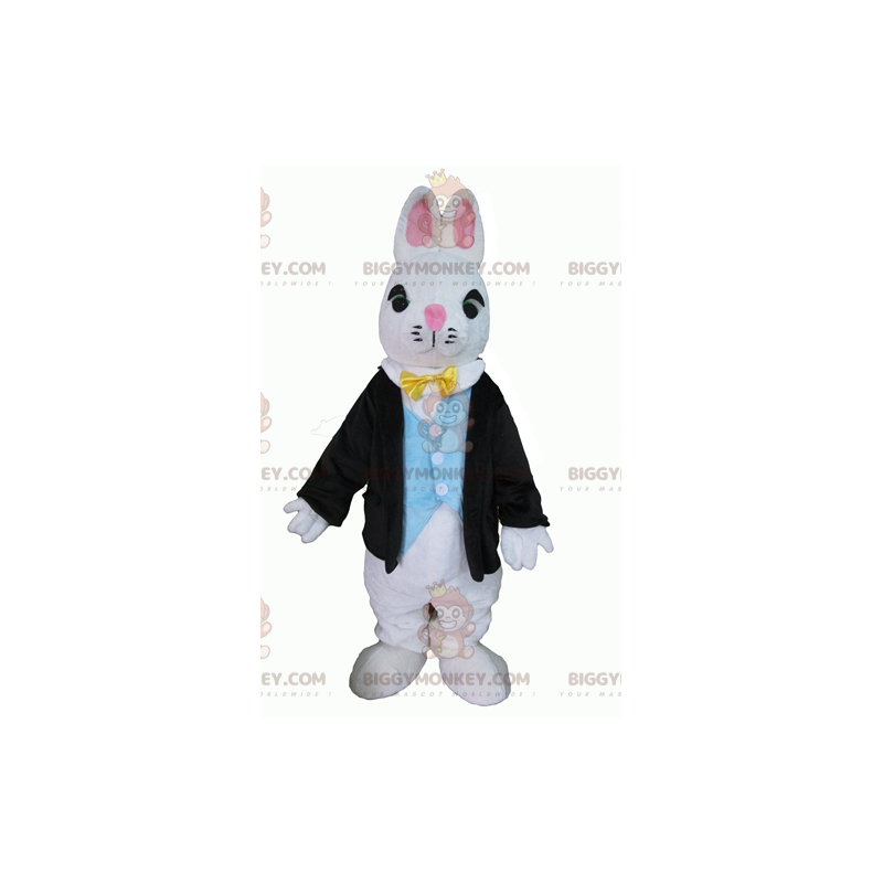 Weißes Kaninchen BIGGYMONKEY™ Maskottchenkostüm in einem sehr