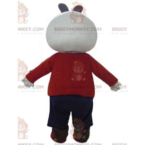 BIGGYMONKEY™ Mascot Costume White and Black Bunny in Red and