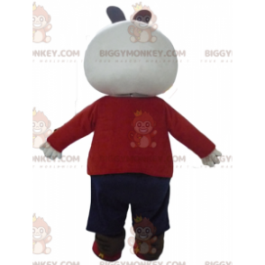 BIGGYMONKEY™ mascottekostuum wit en zwart konijntje in rood en