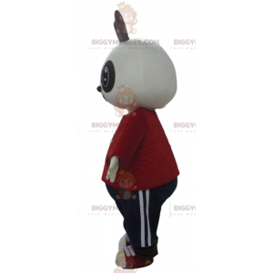 BIGGYMONKEY™ maskotkostume Hvid og sort kanin i rødt og sort