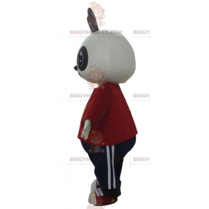BIGGYMONKEY™ maskotkostume Hvid og sort kanin i rødt og sort