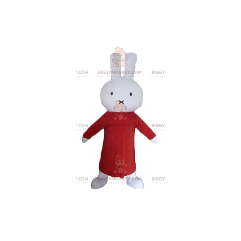 BIGGYMONKEY™ Mascot Costume White Plush Rabbit With Long Red