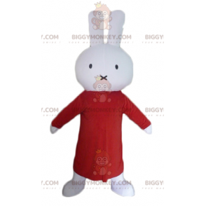 BIGGYMONKEY™ Mascot Costume White Plush Rabbit With Long Red