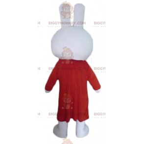 BIGGYMONKEY™ Mascot Costume White Plush Rabbit With Long Red