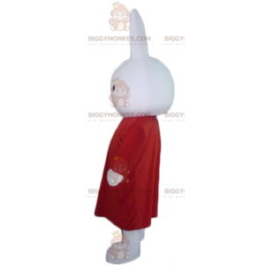 BIGGYMONKEY™ Mascot Costume White Plush Rabbit With Long Red