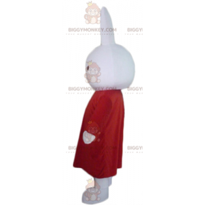 Costume de mascotte BIGGYMONKEY™ de lapin en peluche blanc avec