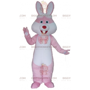 Gigantisch roze en wit konijn BIGGYMONKEY™ mascottekostuum -