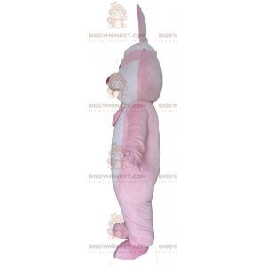 Kostým obřího růžovobílého králíka BIGGYMONKEY™ maskota –