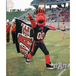 BIGGYMONKEY™ Mascot Costume Red and Black Man with Stand Up