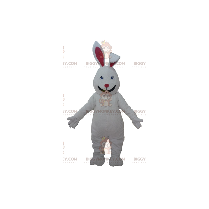 Costume de mascotte BIGGYMONKEY™ de grand lapin blanc et rouge