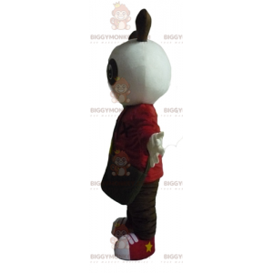 BIGGYMONKEY™ mascottekostuum wit en zwart konijntje in rood en