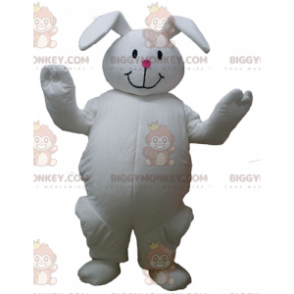 Bonito disfraz de mascota de conejo blanco grande y regordete